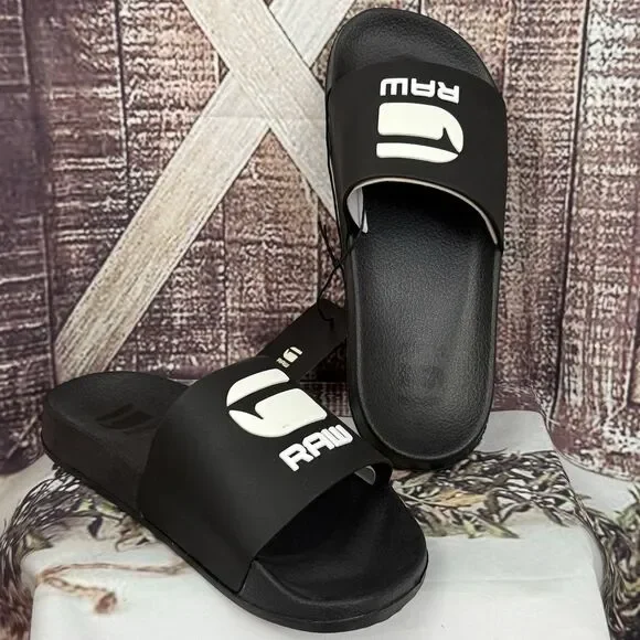 Comfy classic G-Star Raw womens Cart-III Slides Sandals Black/White lightweight - Picture 1 of 12